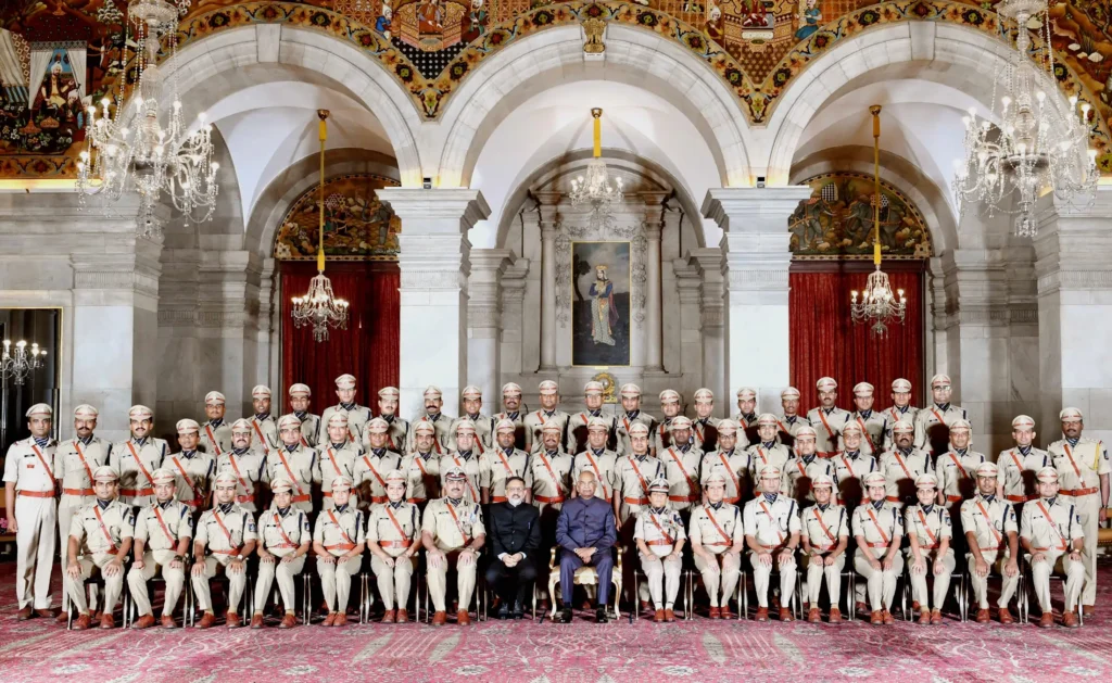 Former President of India Ram Nath Kovind with Indian Police Service officers at the Rashtrapati Bhavan in New Delhi, 2018 Former President of India Ram Nath Kovind with Indian Police Service officers at the Rashtrapati Bhavan in New Delhi, 2018