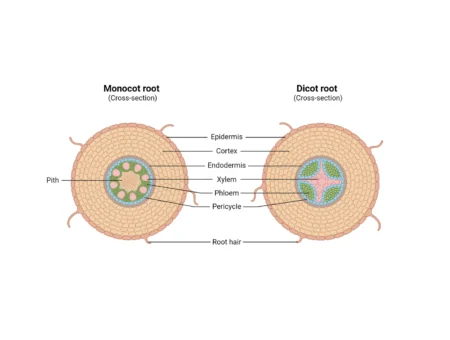 Monocot and Dicot Roots: Structure, Function, & Differences