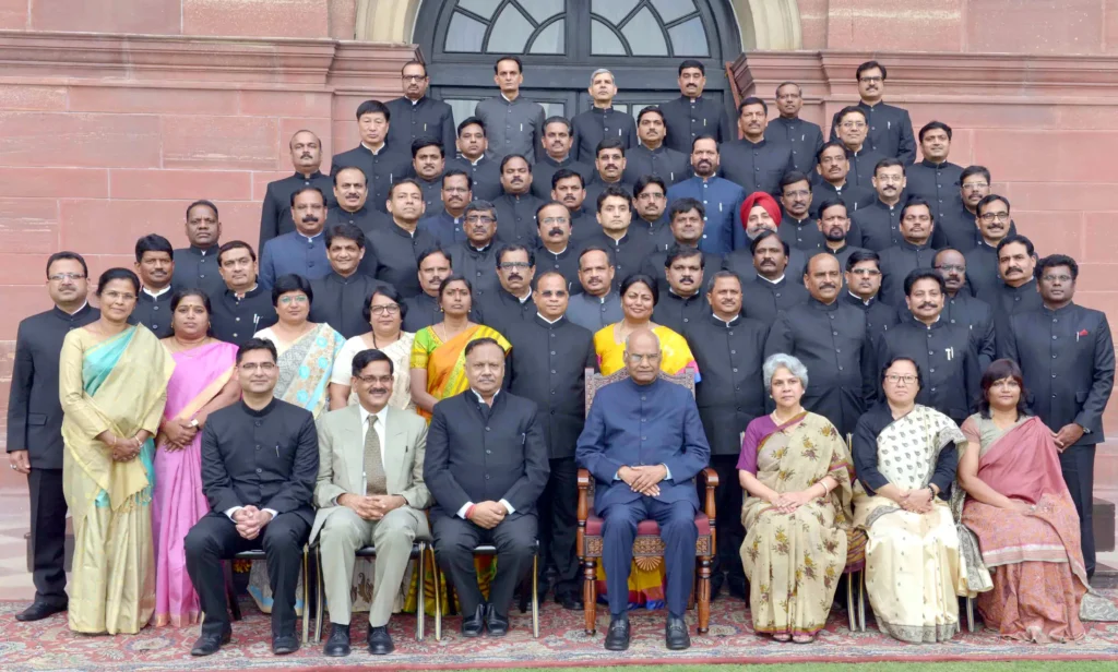 The Former President, Shri Ram Nath Kovind with the State Civil Service Officers, promoted to the IAS The Former President, Shri Ram Nath Kovind with the State Civil Service Officers, promoted to the IAS