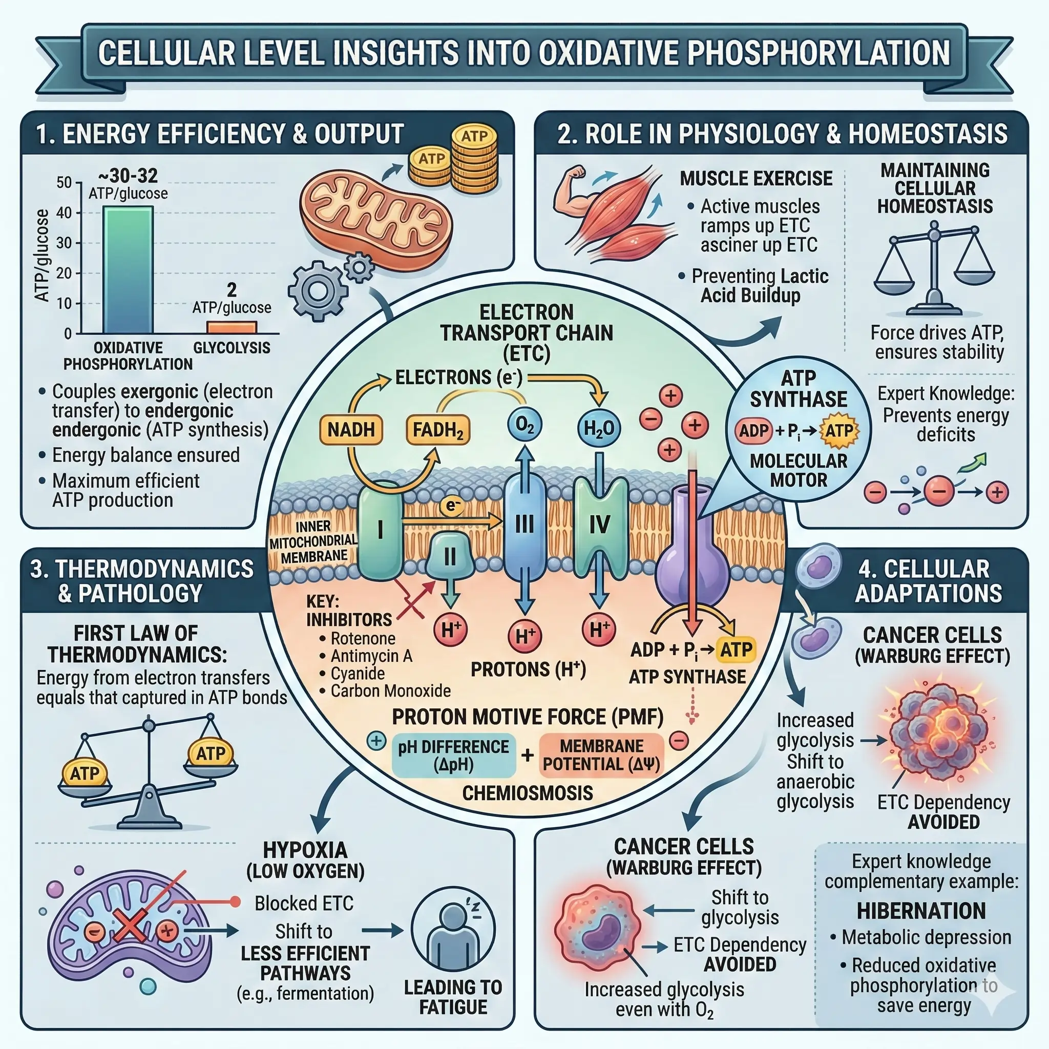 Cellular Level Insights into Oxidative Phosphorylation
