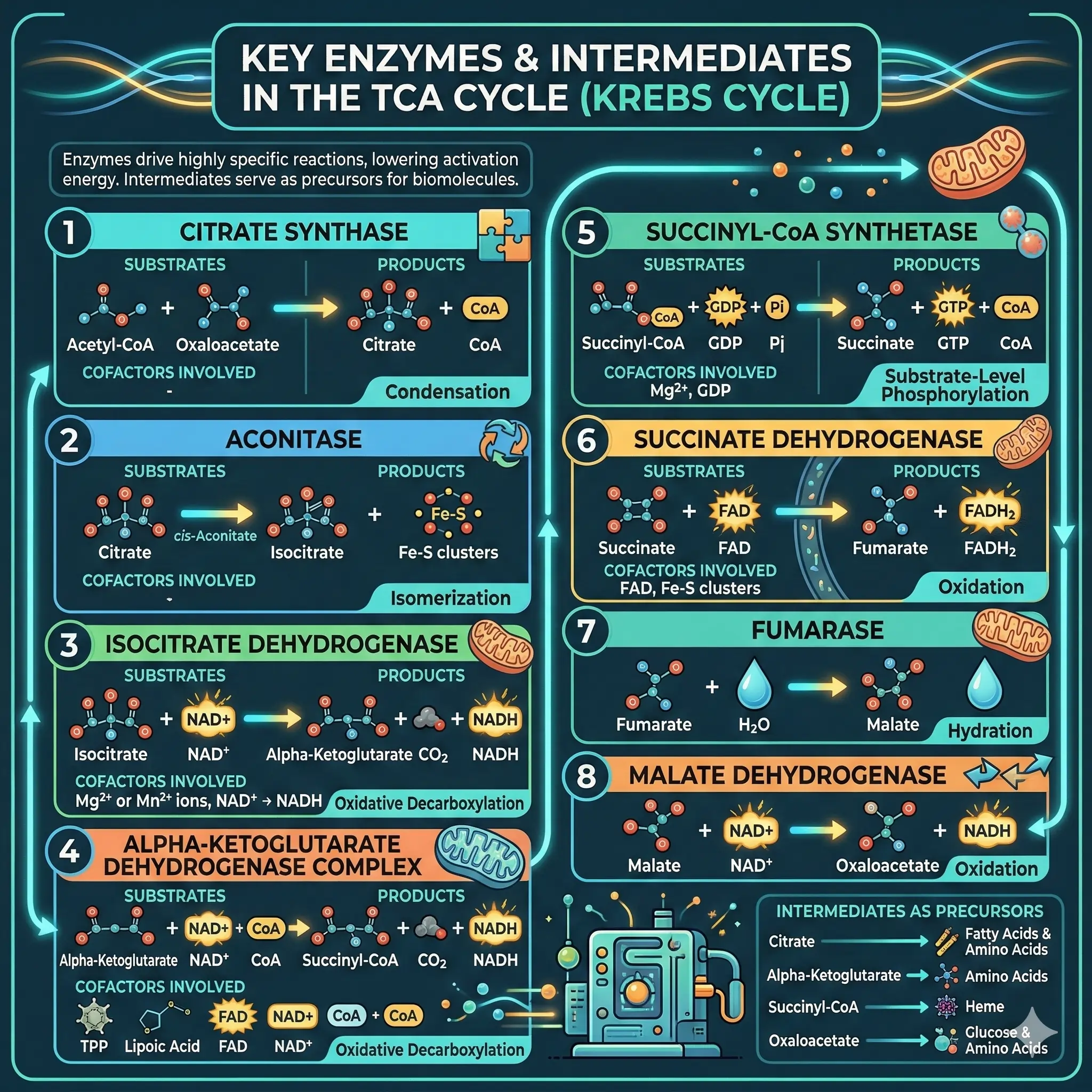 Key Enzymes and Intermediates in the TCA Cycle Key Enzymes and Intermediates in the TCA Cycle