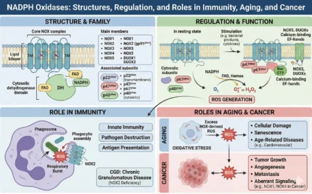 NADPH Oxidases: Structures, Regulation, and Roles in Immunity, Aging, and Cancer