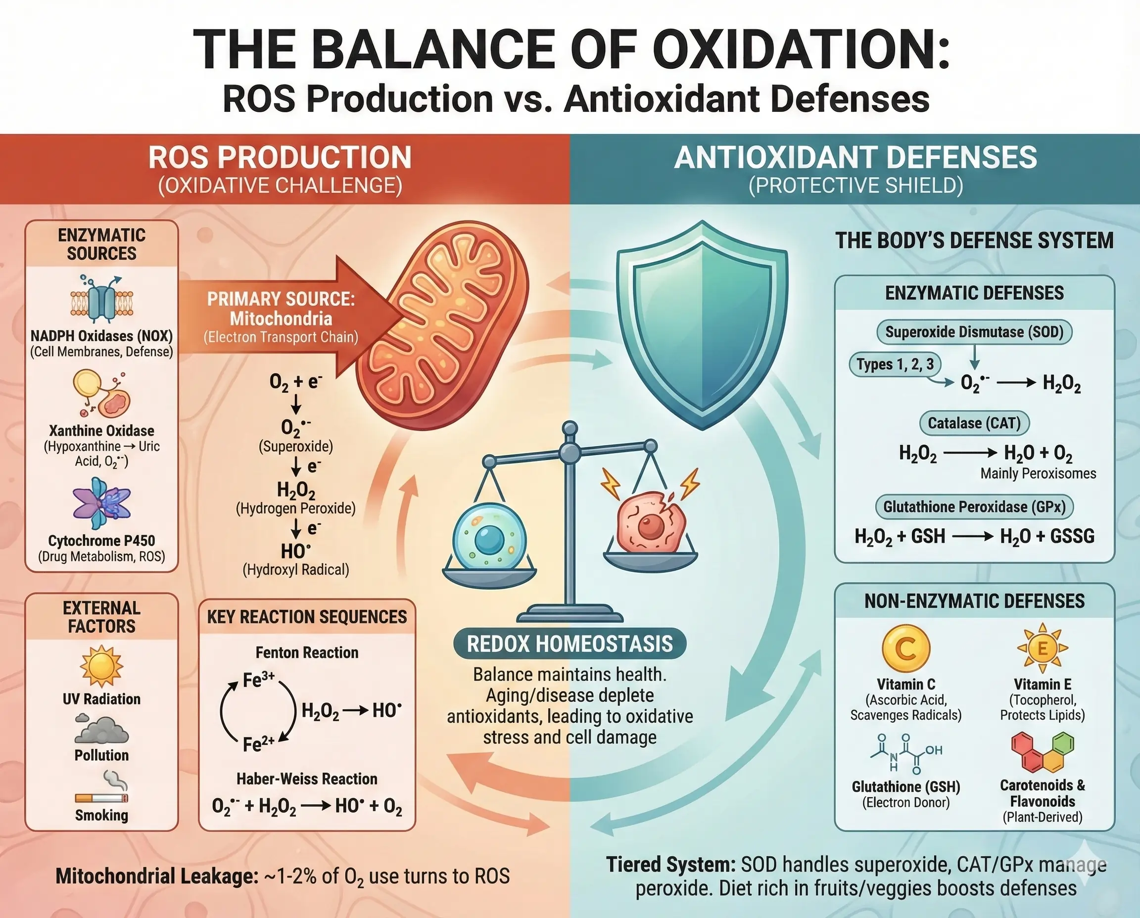 ROS Production vs. Antioxidant Defenses