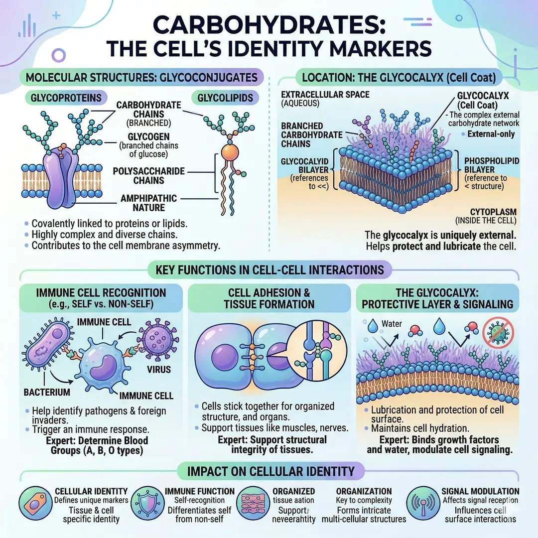 Carbohydrates in the cell membrane