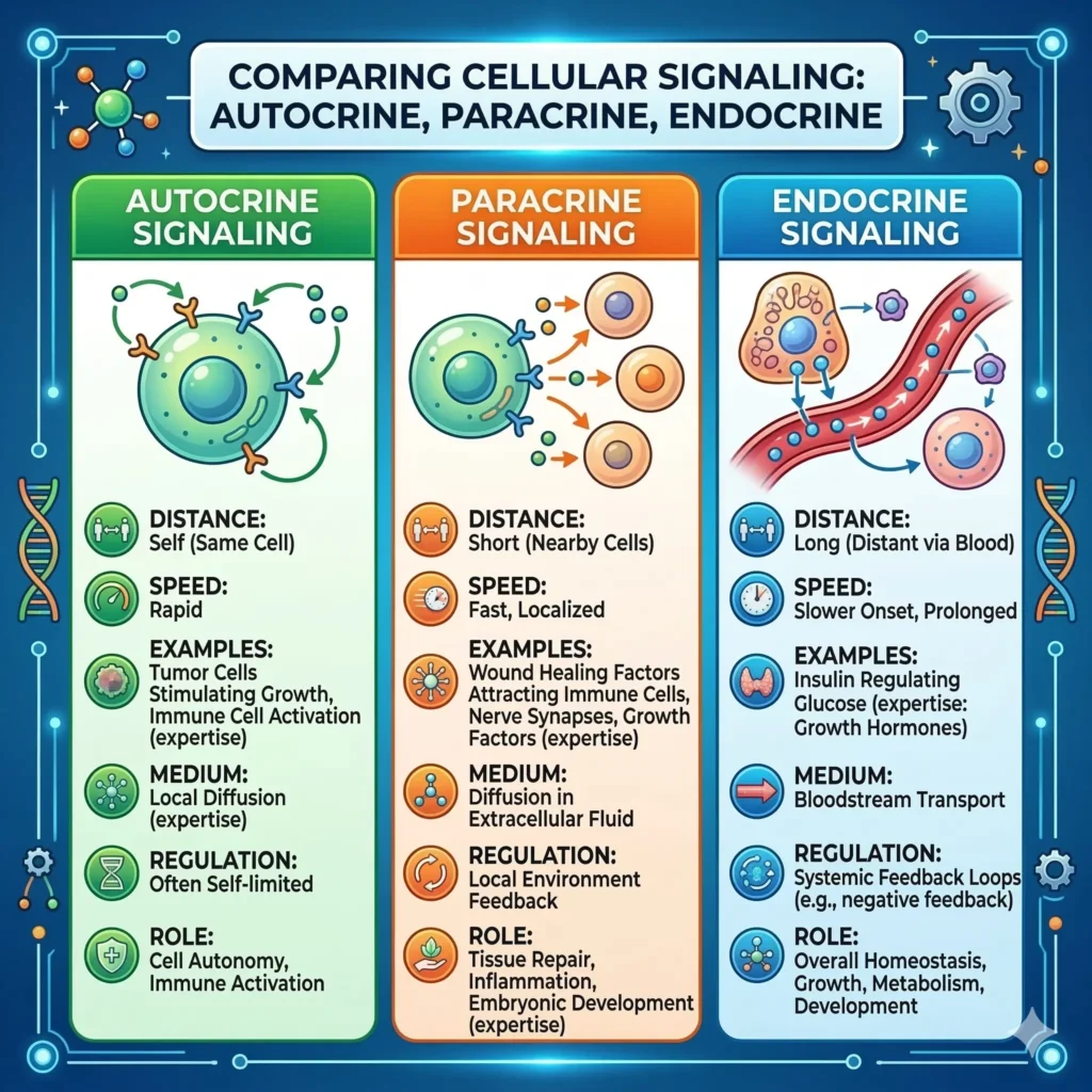 Comparing Endocrine Signaling with Paracrine and Autocrine