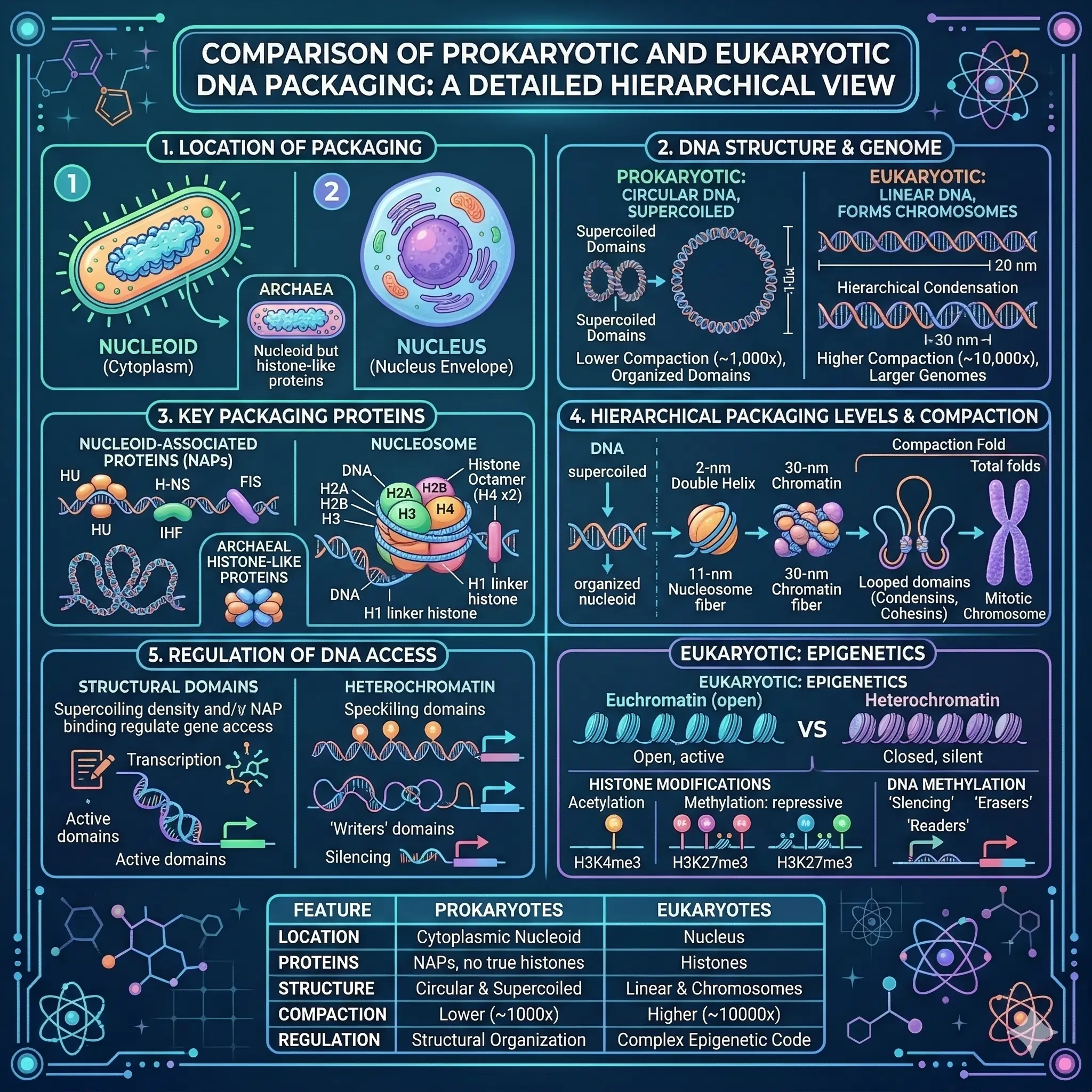 Differences Between Prokaryotic and Eukaryotic DNA Packaging