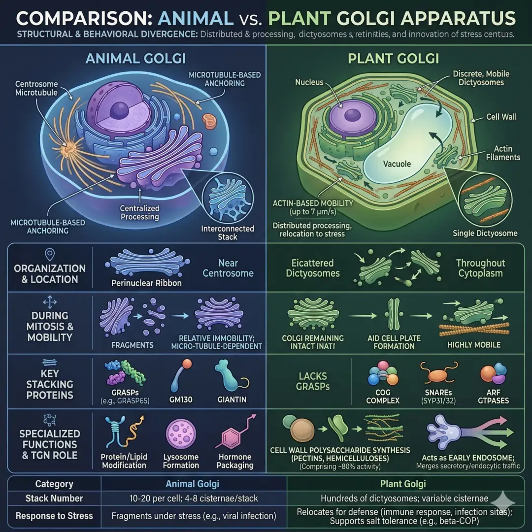 Differences in Plant and Animal Golgi Apparatus Differences in Plant and Animal Golgi Apparatus