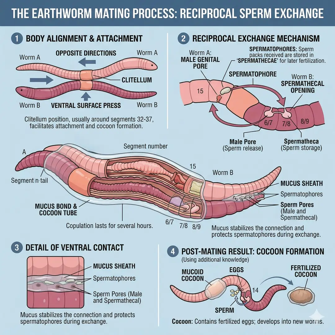 Earthworm mating process Earthworm mating process