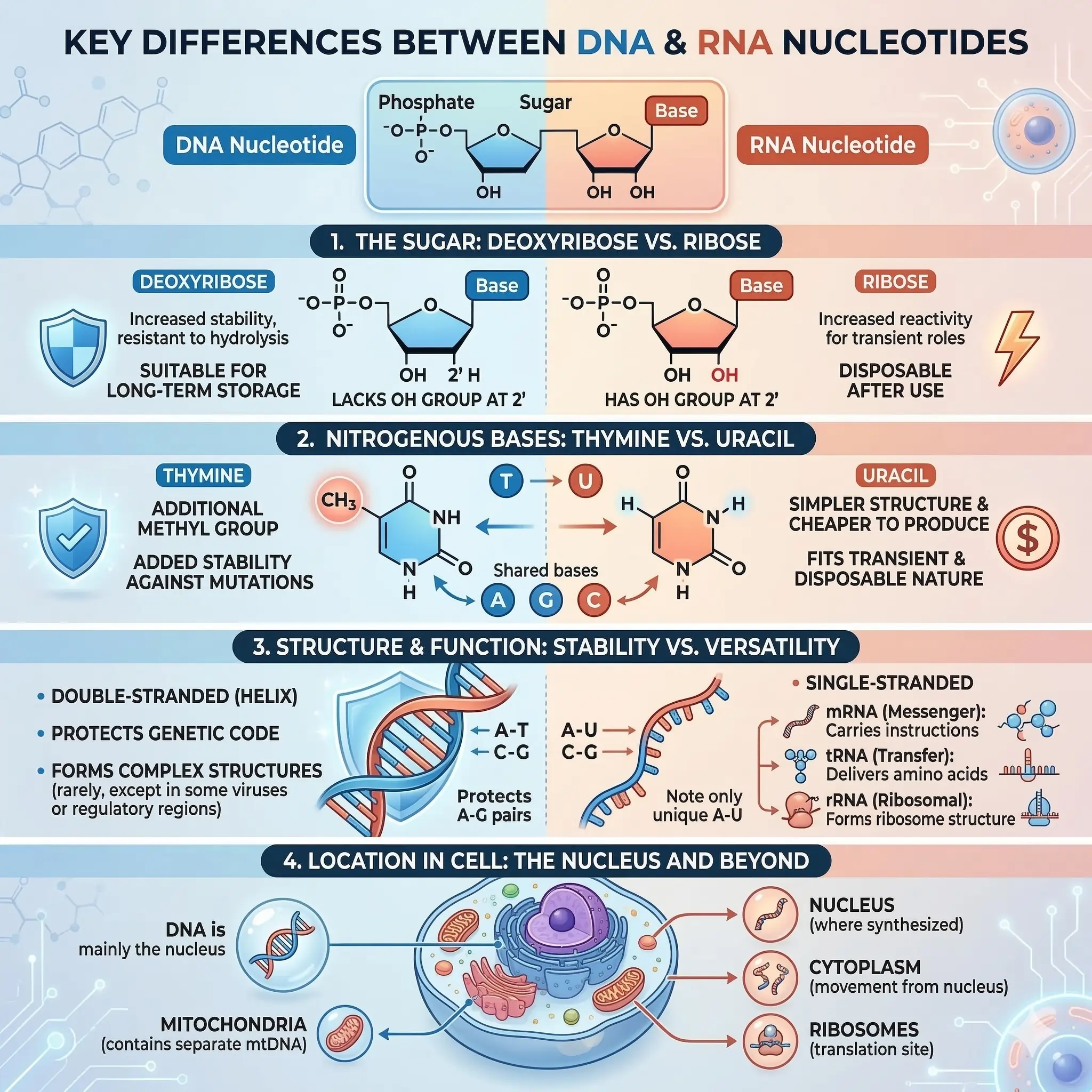 Key Differences Between DNA and RNA Nucleotides Key Differences Between DNA and RNA Nucleotides