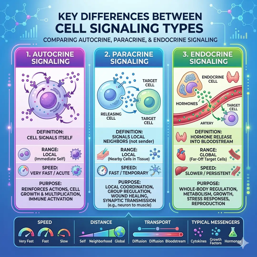 Key Differences Between Paracrine, Autocrine, and Endocrine Signaling