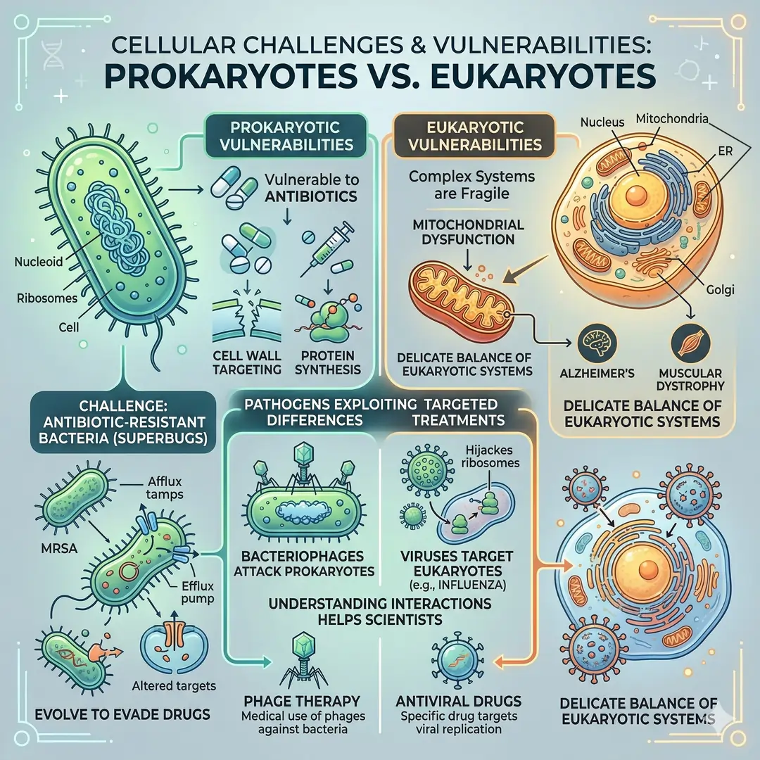Prokaryotic and Eukaryotic Cells Challenges and Vulnerabilities