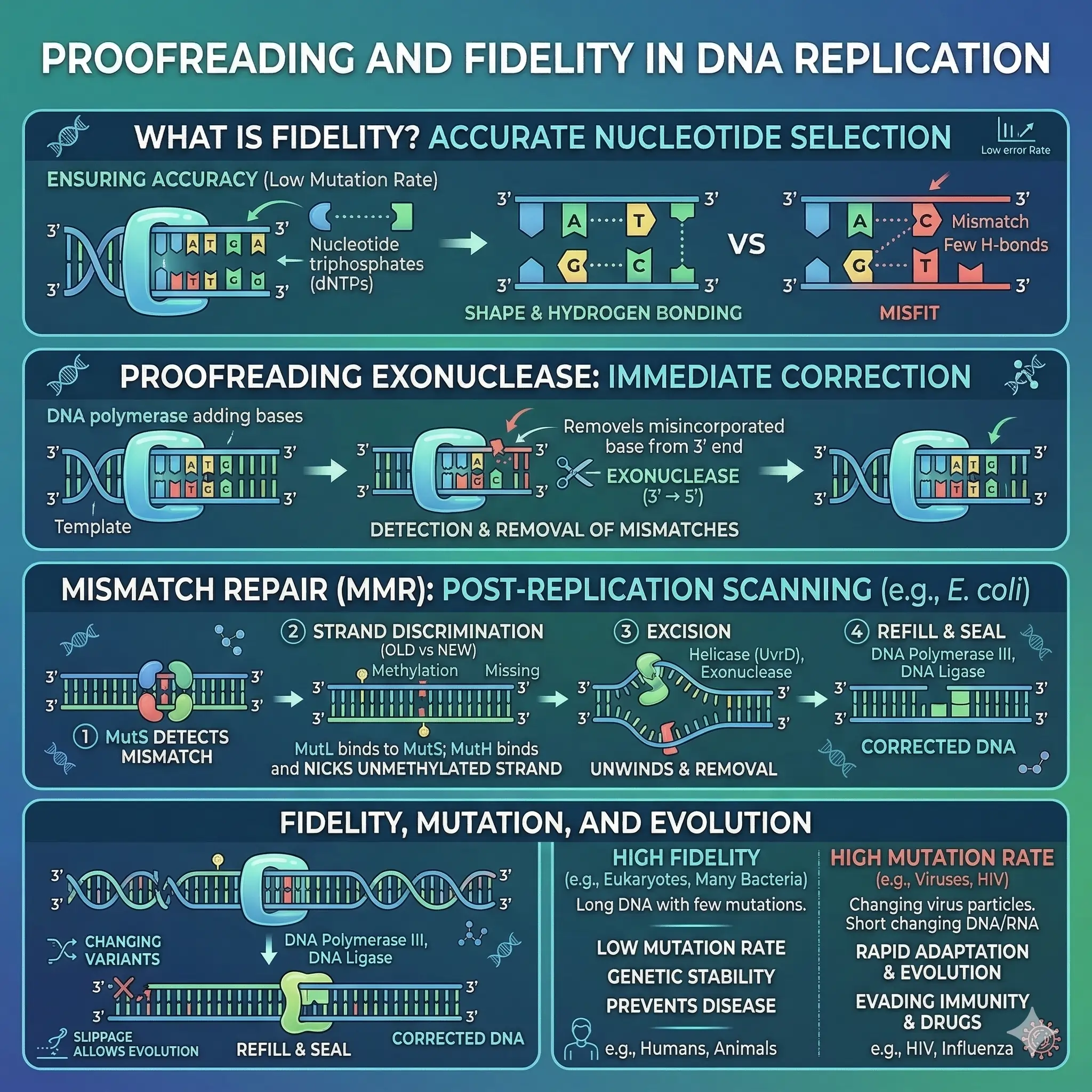 Proofreading and Fidelity in DNA Replication