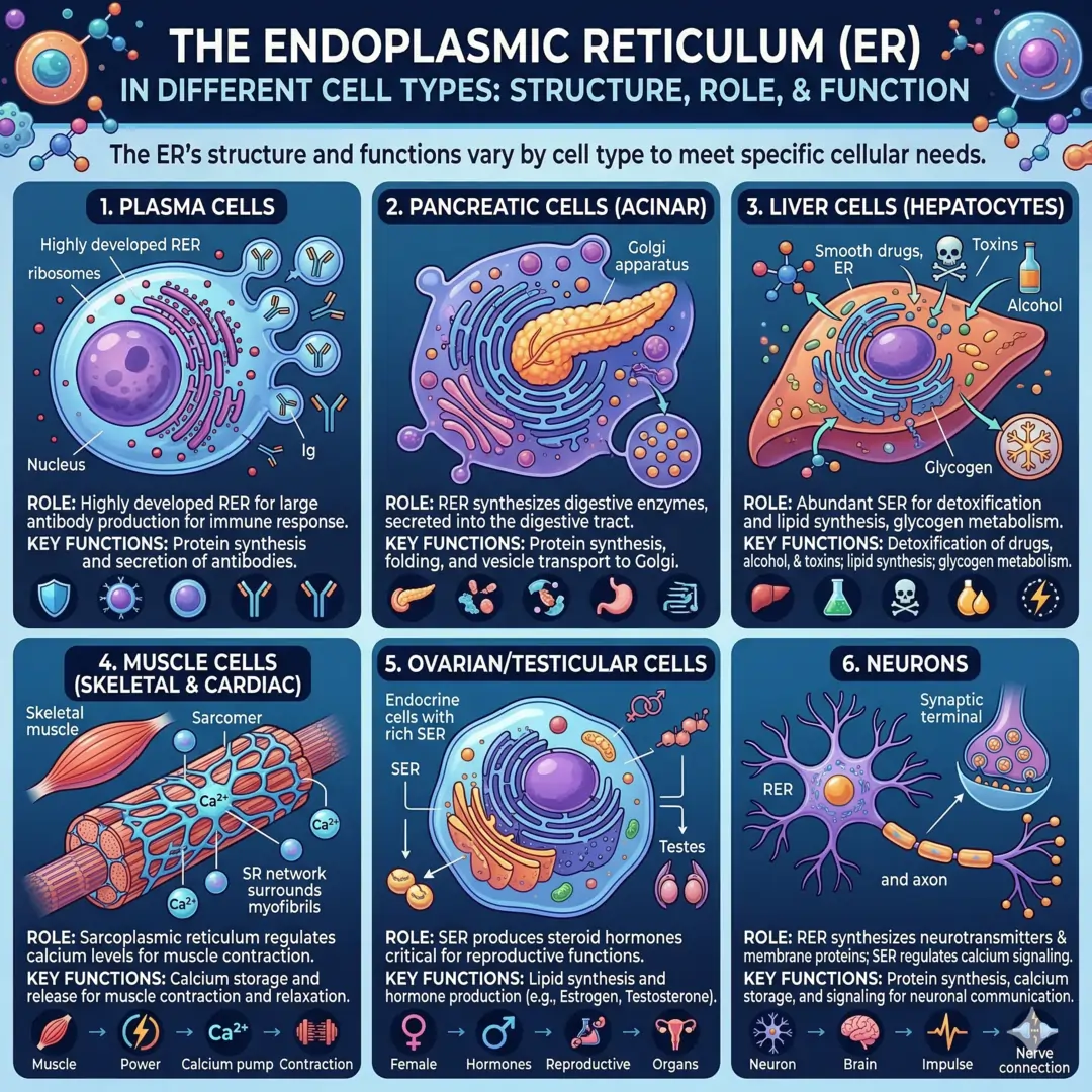 The Endoplasmic Reticulum in Different Cell Types