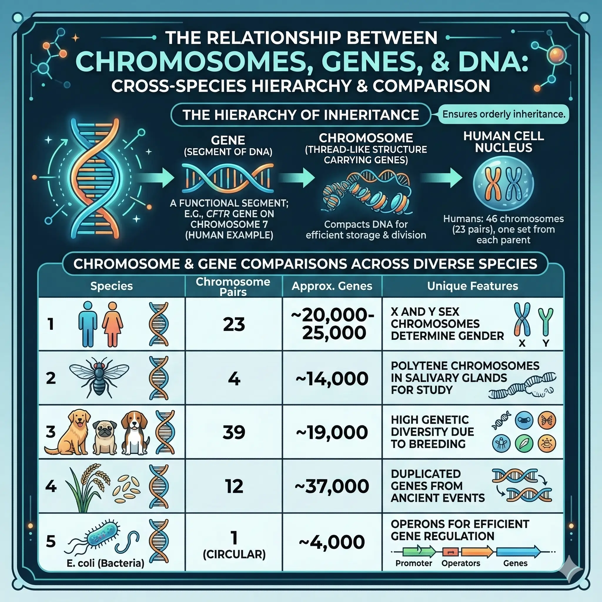 The Relationship Between Chromosomes Genes and DNA