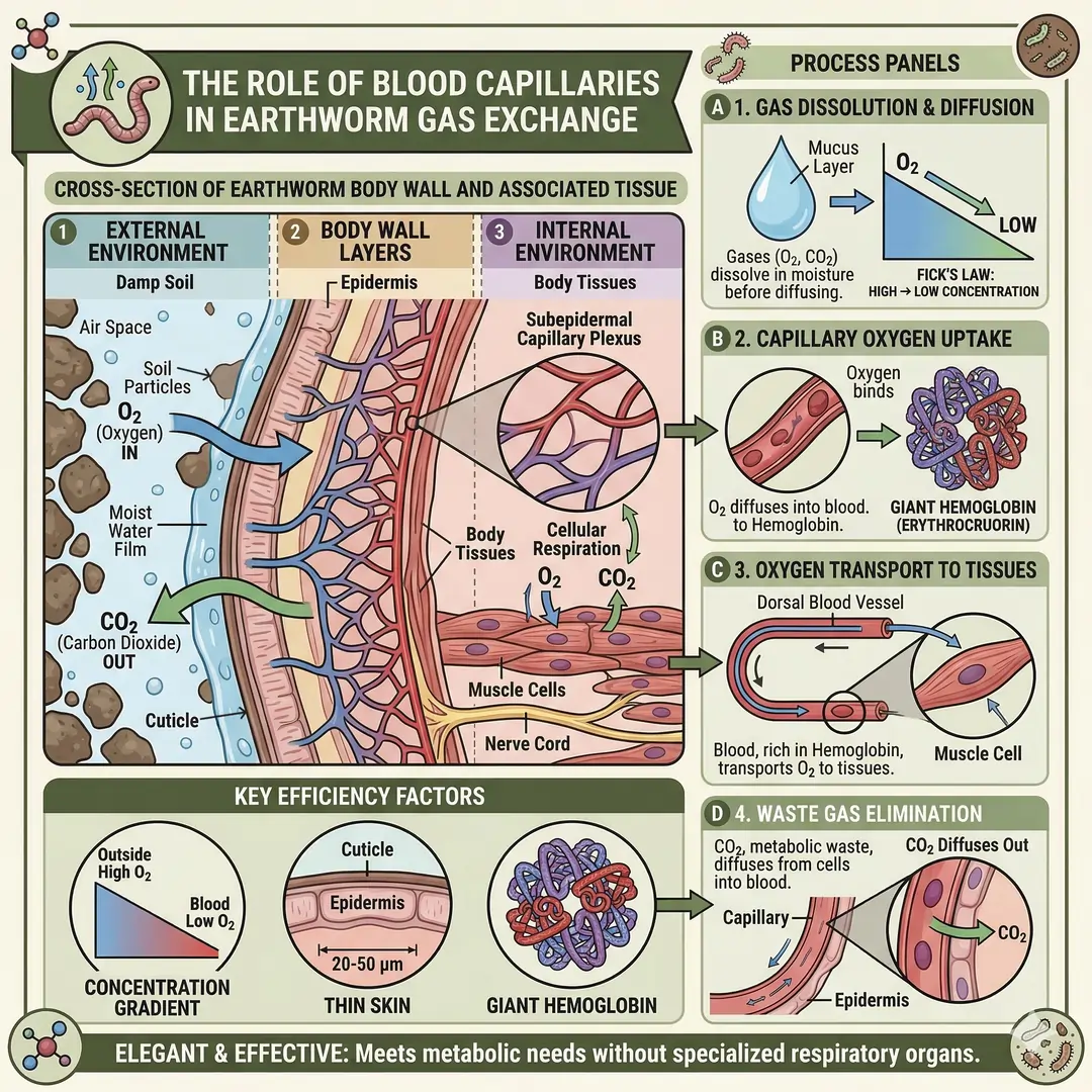The Role of Blood Capillaries in Earthworm Gas Exchange The Role of Blood Capillaries in Earthworm Gas Exchange