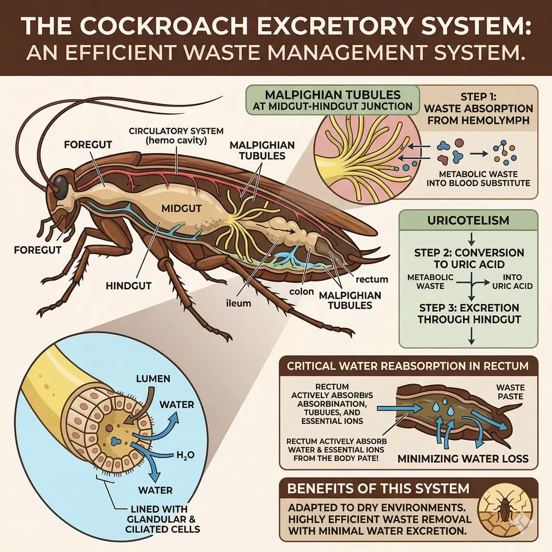 The cockroach’s excretory system