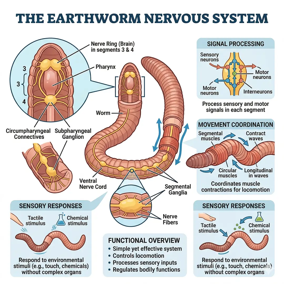 The nervous system of an earthworm
