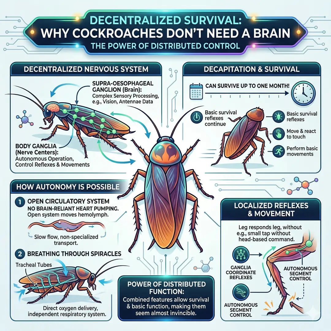 Why Cockroaches Don’t Need a Brain