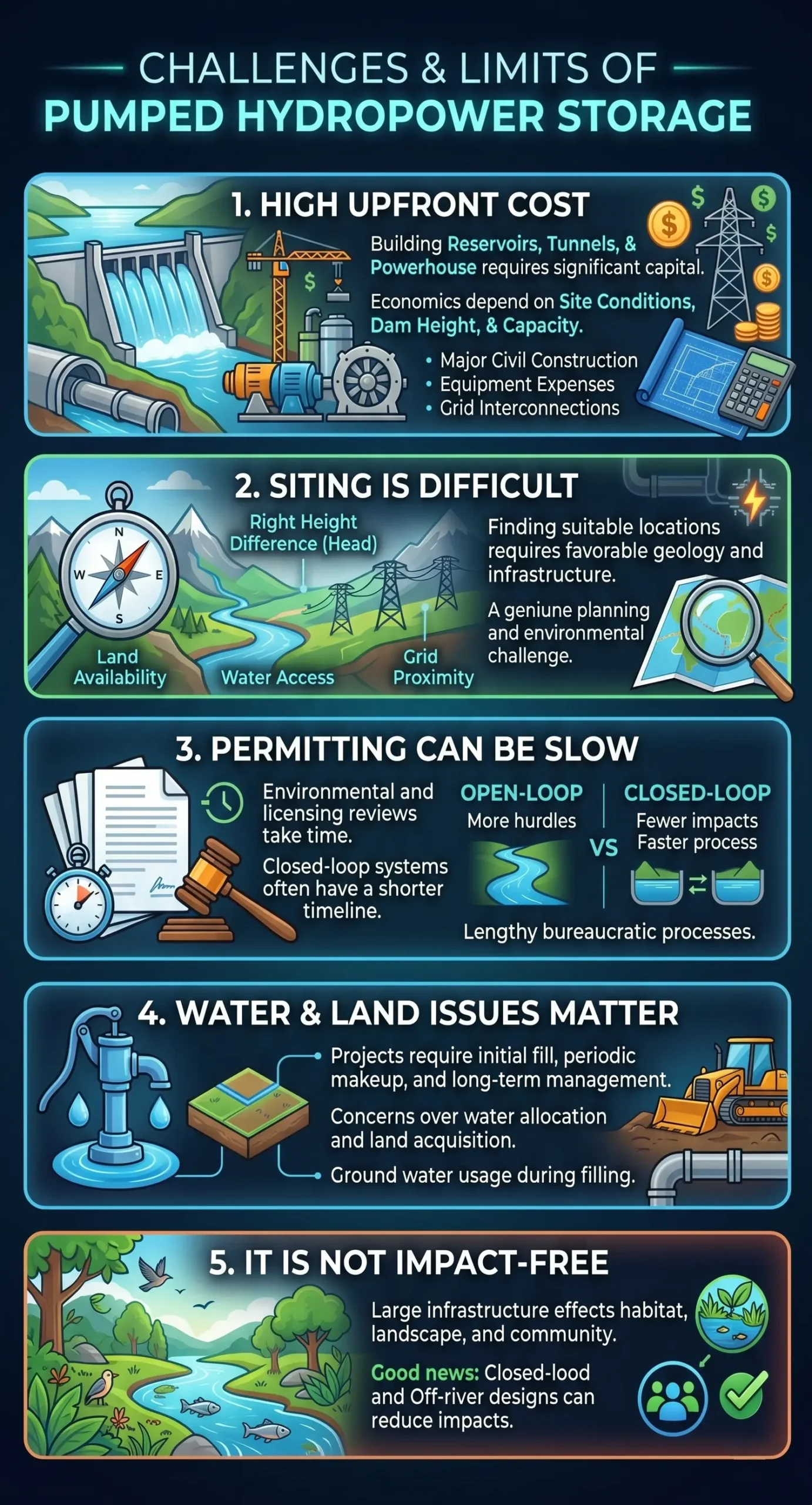Challenges and Limits of pumped hydropower storage