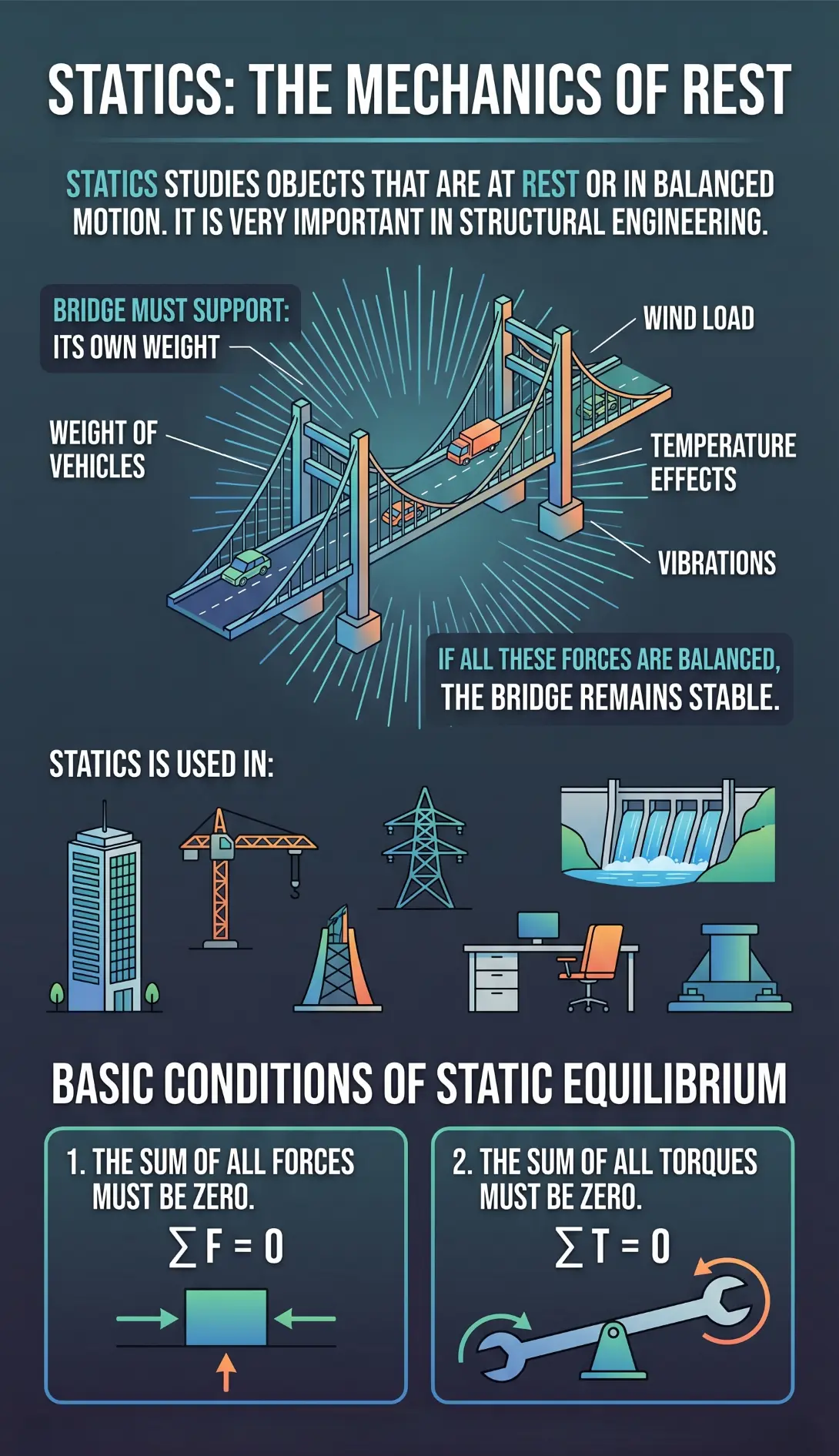 Dynamics: Understanding Forces and Their Effects Statics studies objects that are at rest or in balanced motion