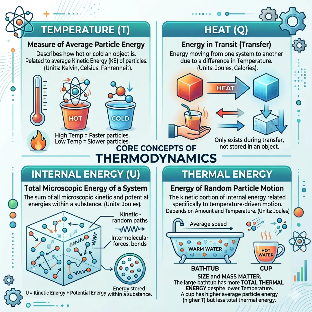 Thermal Energy, Heat, Temperature, and Internal Energy
