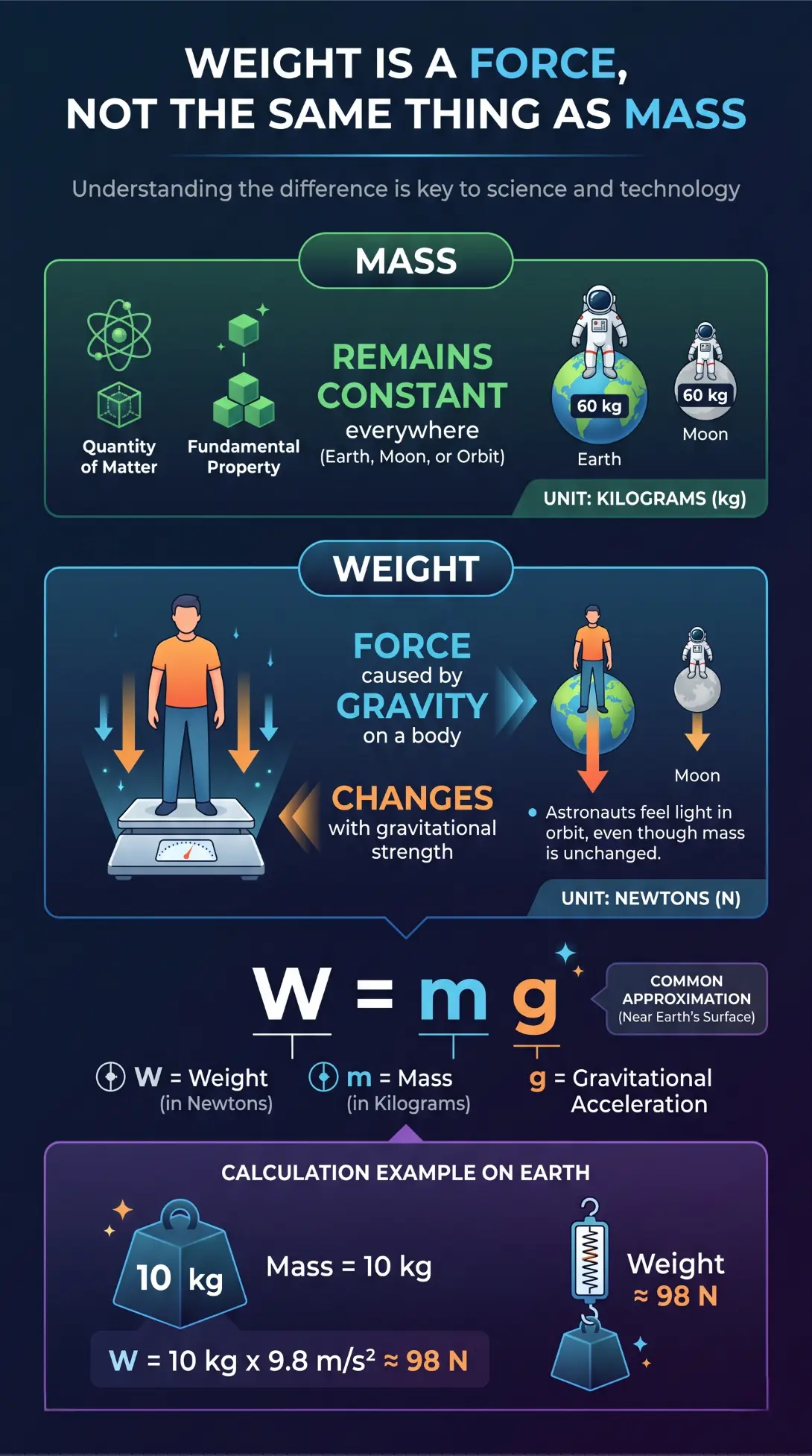 Weight Is a Force, Not the Same Thing as Mass Weight Is a Force, Not the Same Thing as Mass