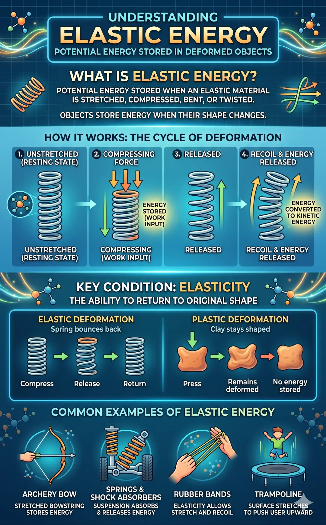 Understanding Elastic Energy: Potential Energy Stored in Deformed Object
