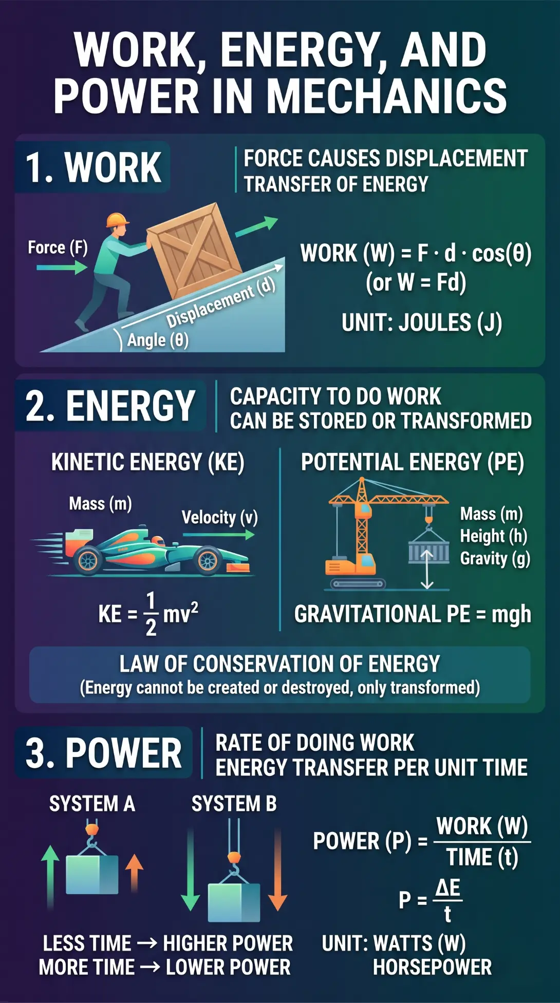 Work, Energy, and Power in Mechanics Work, Energy, and Power in Mechanics