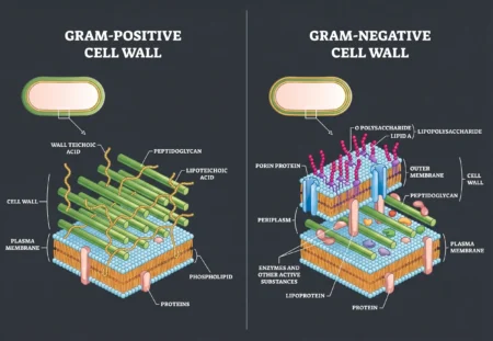 Gram Positive & Gram Negative Cell Envelope Outline Diagram