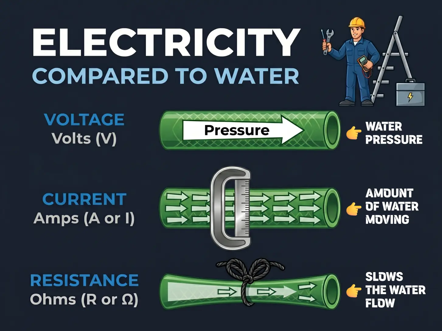 Understanding electricity with an example of a water pipe